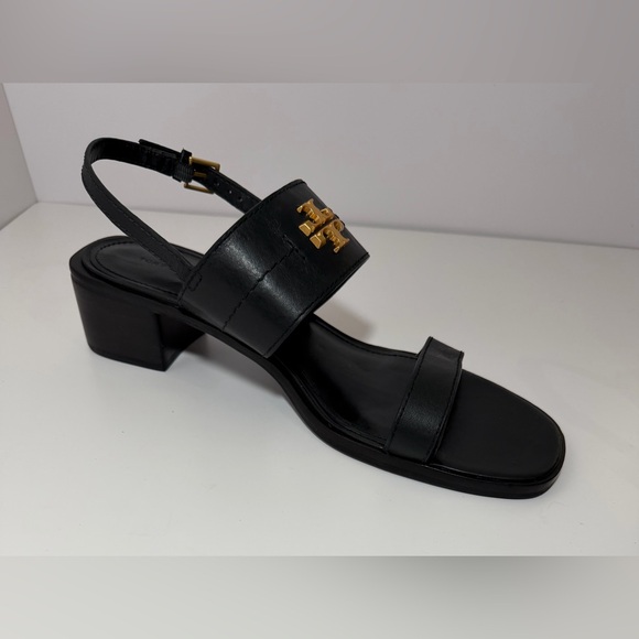 +TORY BURCH eleanor heel sandal in black - Picture 5 of 9